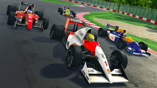 Gameplay di 4PGP: Four-Player Grand Prix su Nintendo Switch 2 che mostra una gara multiplayer a quattro giocatori.