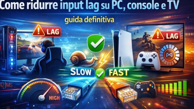 Infografica sulla riduzione della latenza hardware e software per Gioco