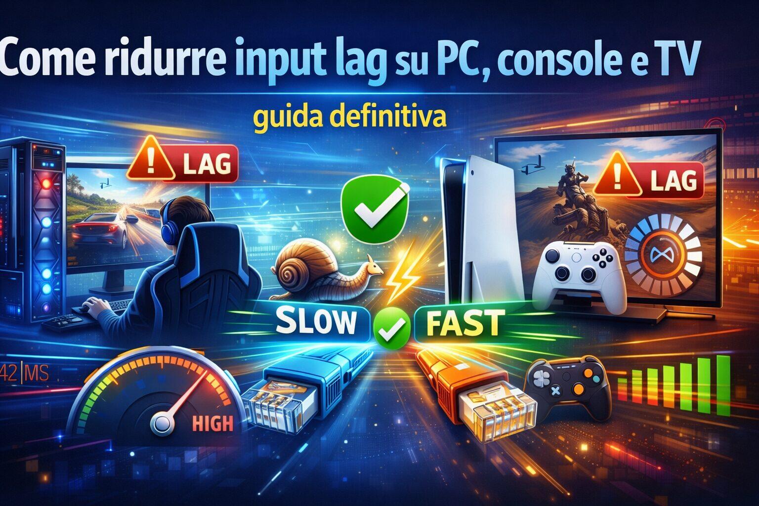 Infografica sulla riduzione della latenza hardware e software per Gioco