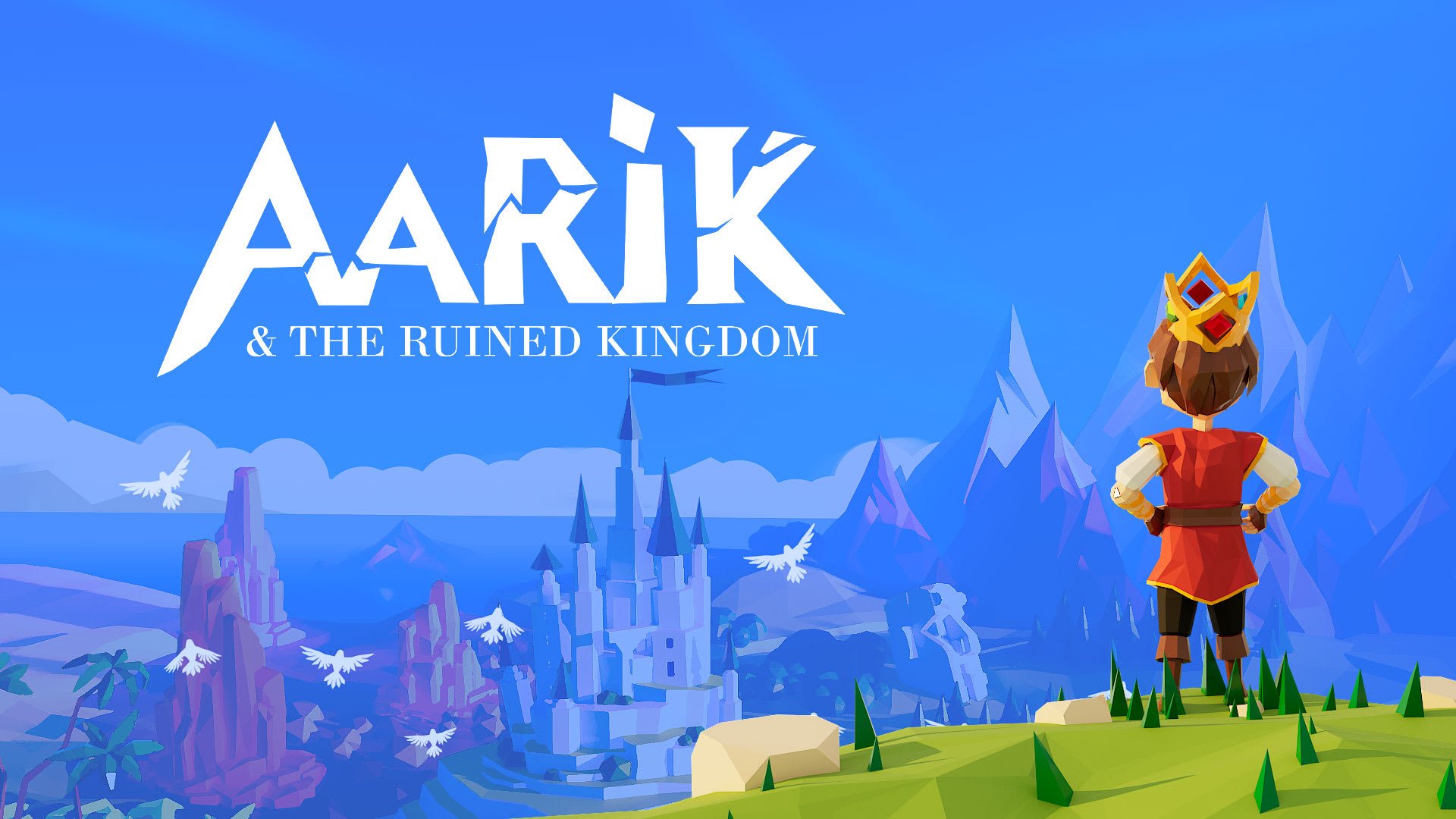 Gameplay di Aarik And The Ruined Kingdom su Nintendo Switch, con un personaggio che risolve un puzzle prospettico in un ambiente rovinato.