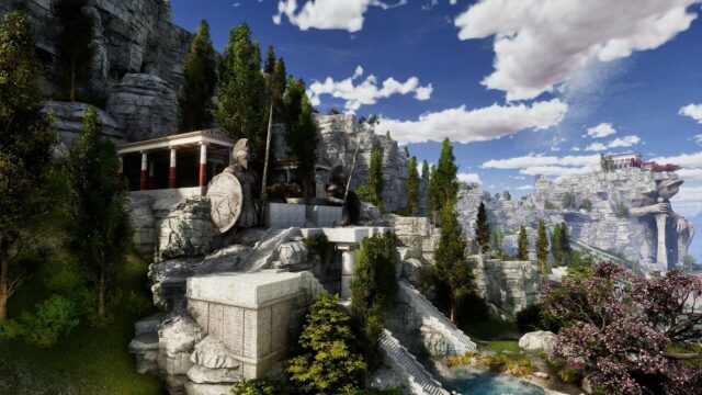 Immagine promozionale dell'Astraeos Mega Update di ARK: Survival Ascended, con il Grand Tortugar e l'Idra a cinque teste.
