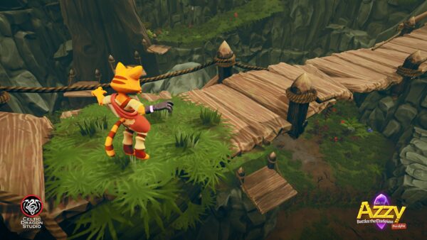 Il protagonista di Azzy Battles the Darkness in una sequenza di gioco platform 3D