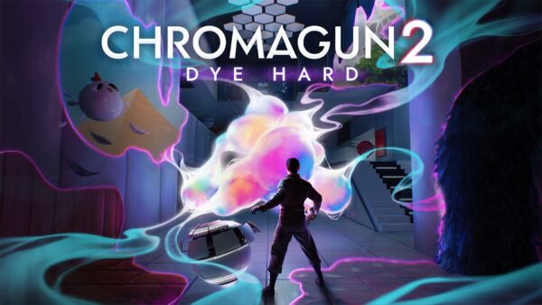 Screenshot di gioco di ChromaGun 2: Dye Hard con la pistola spara-colori