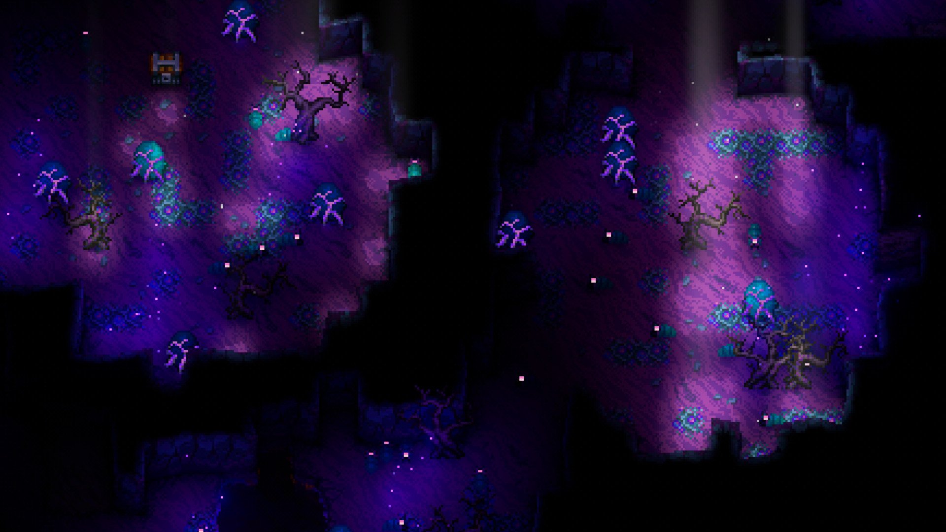 Un'immagine che mostra il nuovo bioma meccanico Breaker's Reach di Core Keeper