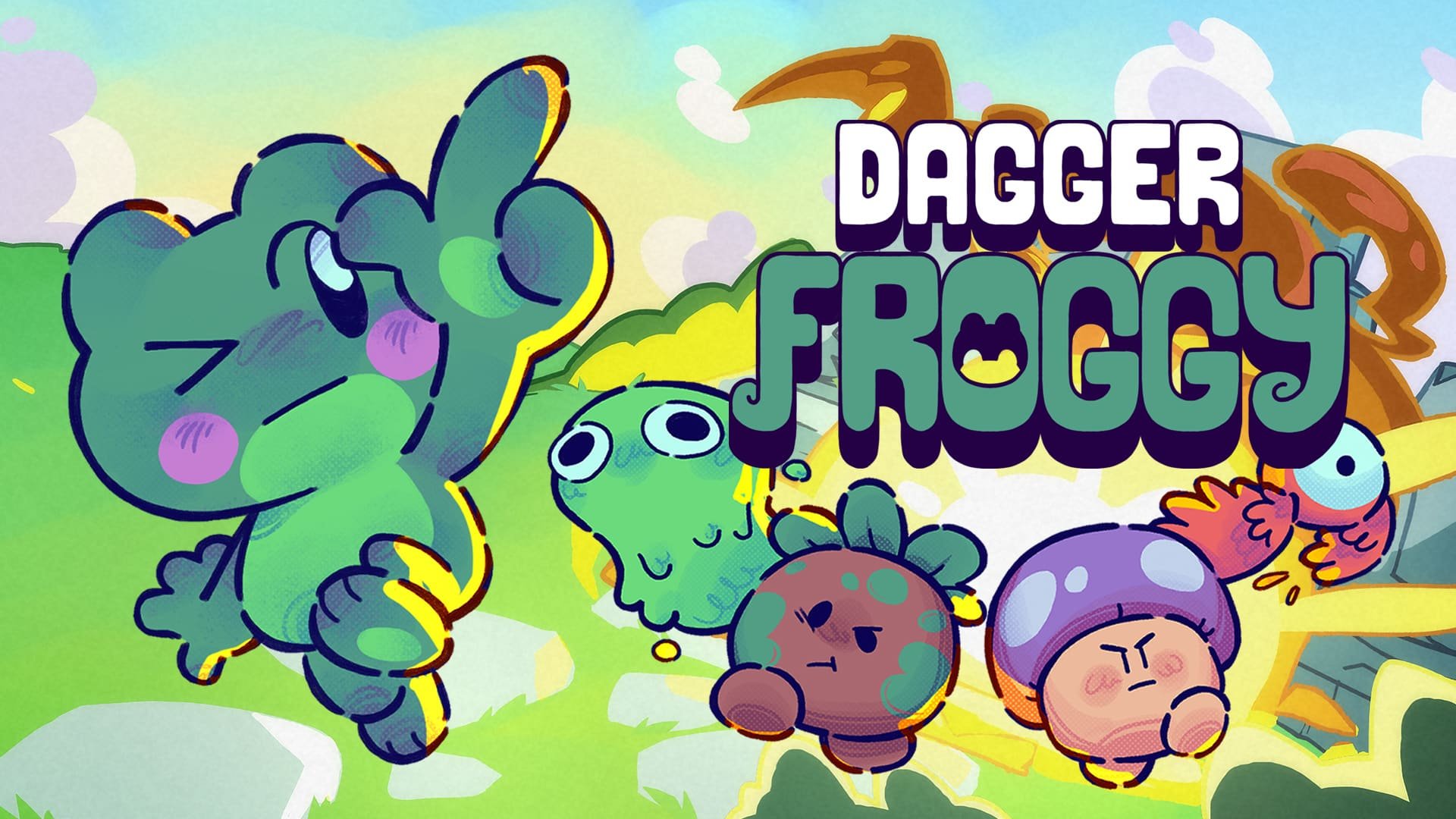 Un piccolo ranocchio pixelato lancia un pugnale contro orde di nemici in Dagger Froggy