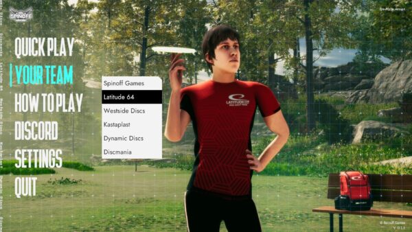 Screenshot della nuova demo di Disc Golf Masters su PC, mostra un giocatore su un campo da disc golf.