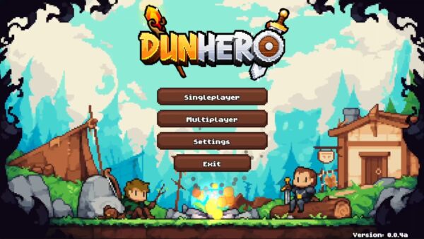 Immagine promozionale di DunHero su Nintendo Switch, con un eroe che combatte in un dungeon oscuro.