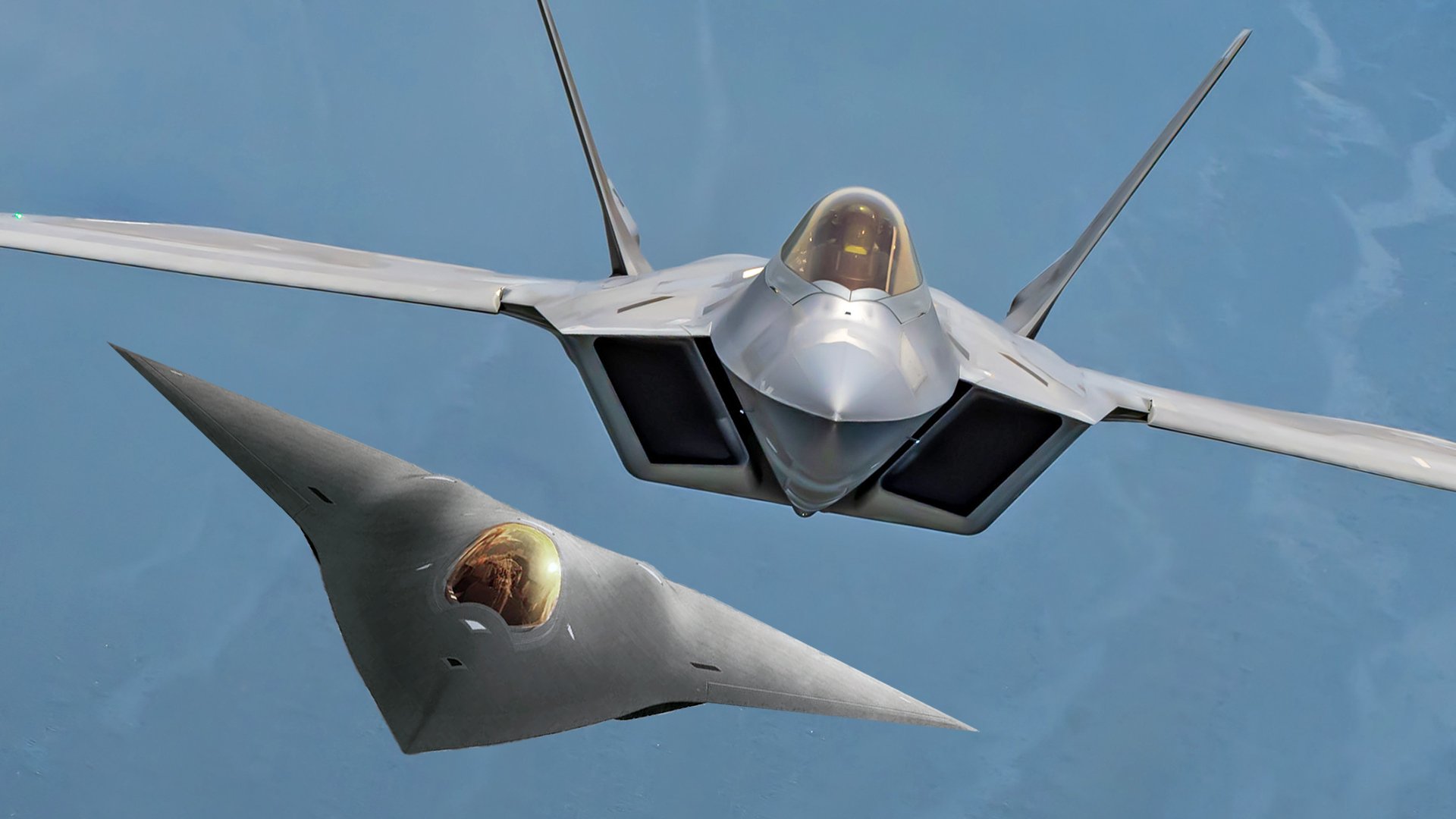 Un caccia F-22 in volo durante una missione nel simulatore di MicroProse
