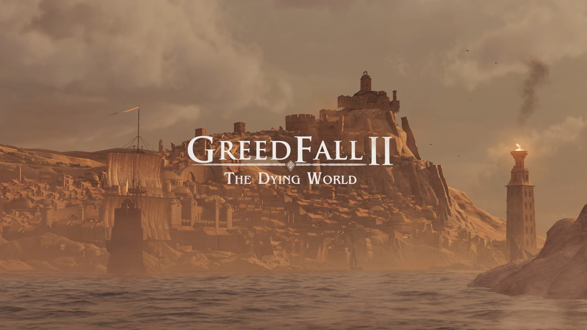 Un'ambientazione naturale di GreedFall: The Dying World con architetture antiche