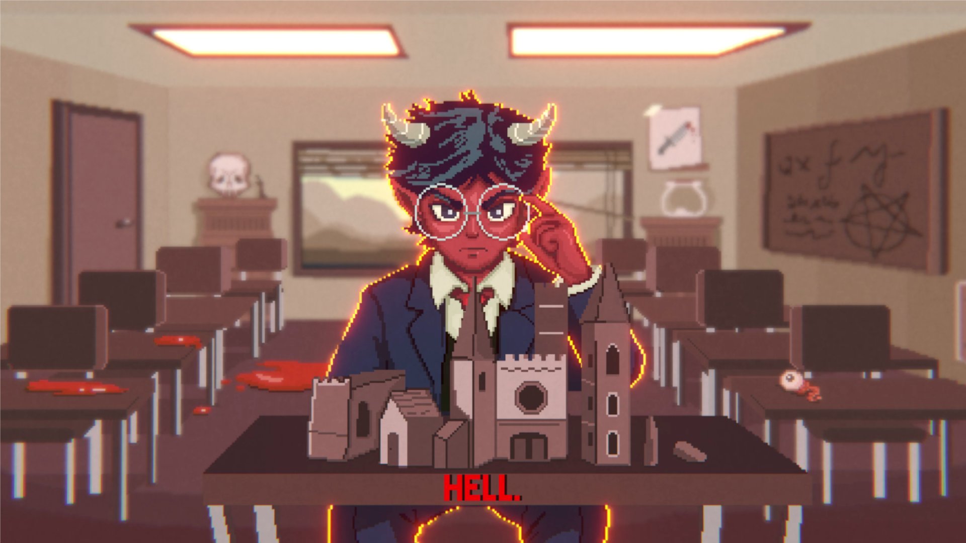 Gameplay di Hell Architect: Survivors con orde di demoni e grafica satirica