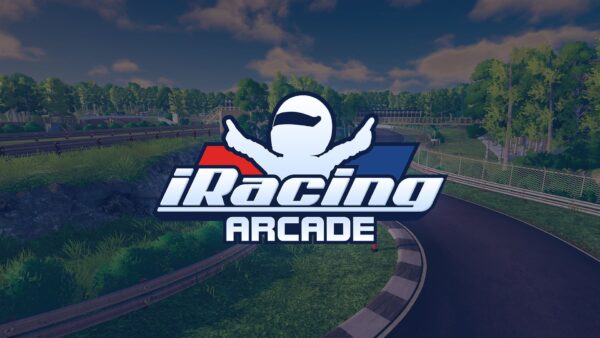 Screenshot di gameplay di iRacing Arcade con auto stilizzate su pista