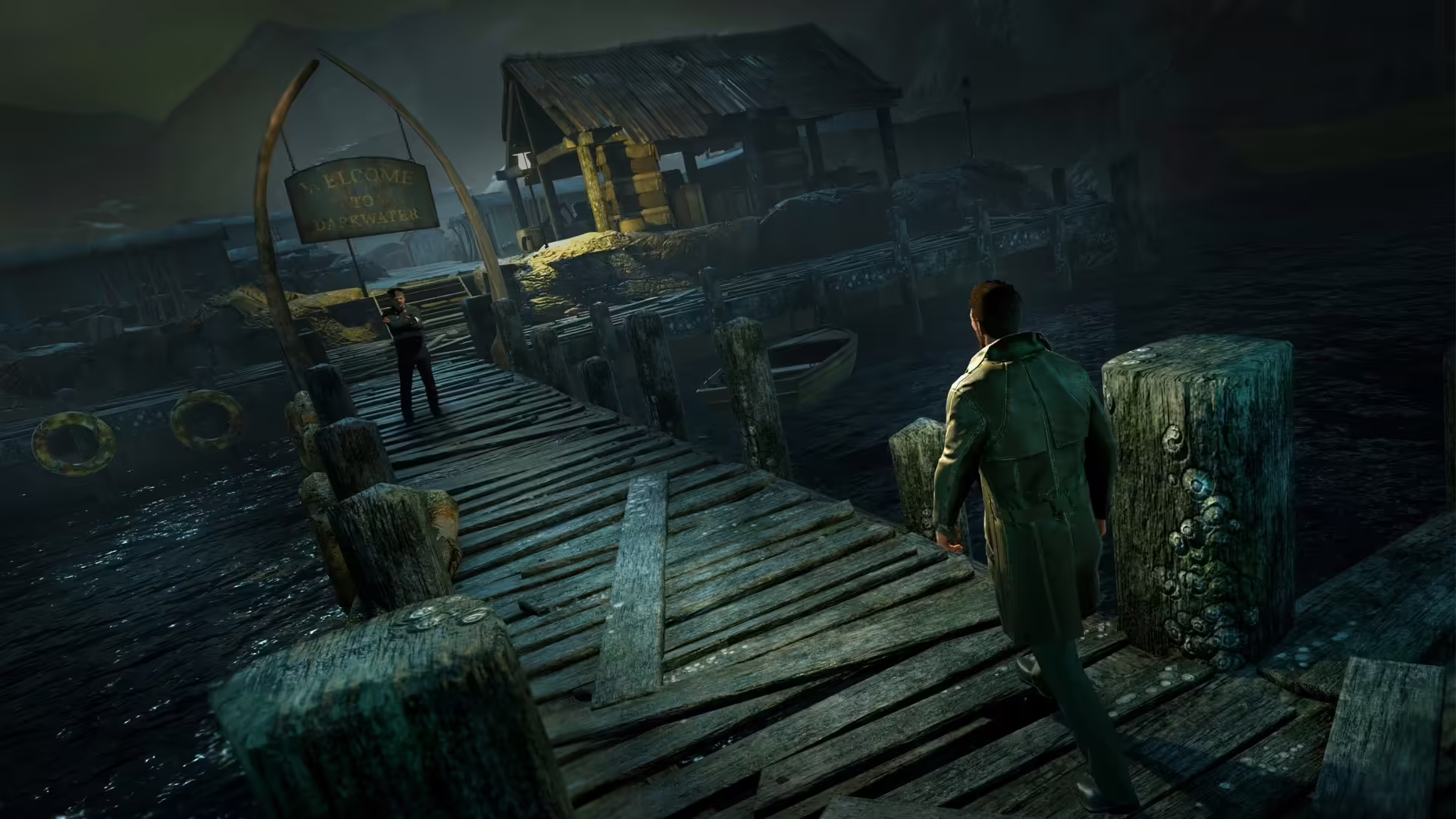 Un corridoio buio di una villa coloniale nel gioco horror KAL