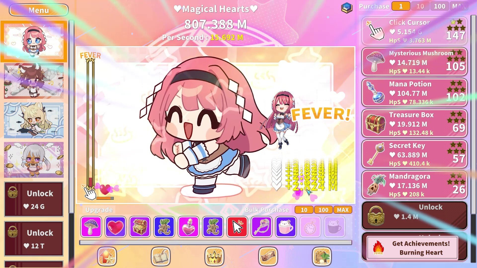 Screenshot di gioco di Kawaii Clicker Reborn con personaggio Live2D che balla