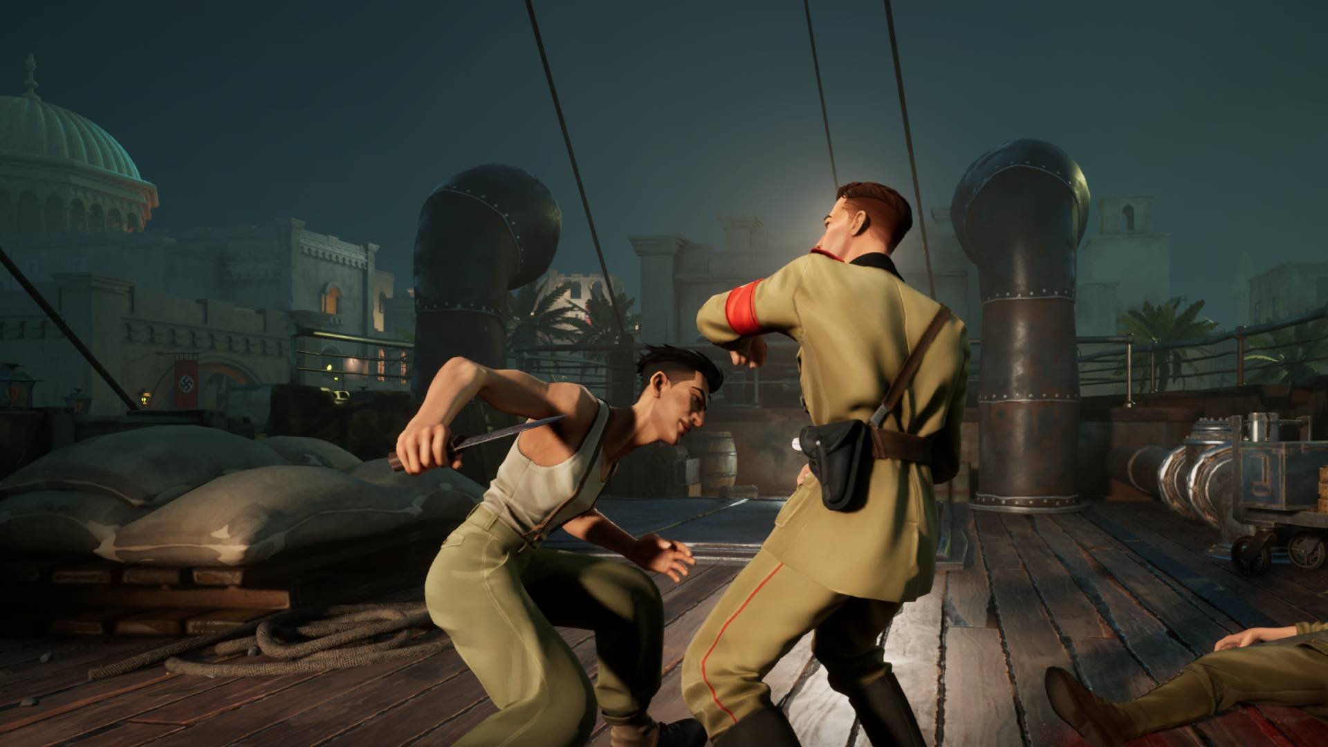 Vano Nastasu in un momento di combattimento stealth in Nekome: Nazi Hunter
