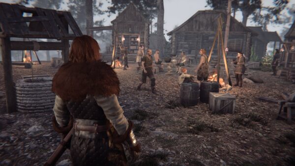 Immagine di gameplay di Nested Lands che mostra un villaggio medievale sotto attacco
