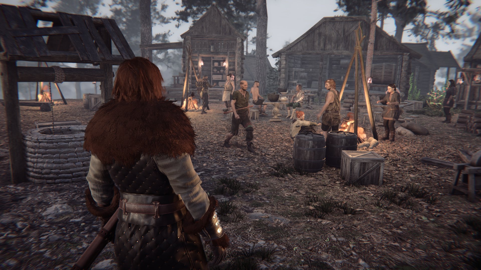 Immagine di gameplay di Nested Lands che mostra un villaggio medievale sotto attacco