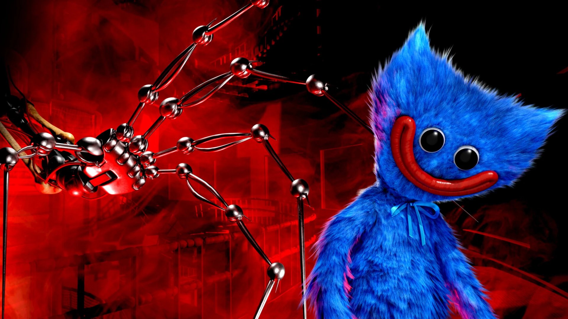 Immagine promozionale di Poppy Playtime: Chapter 5 che mostra l'atmosfera horror della fabbrica