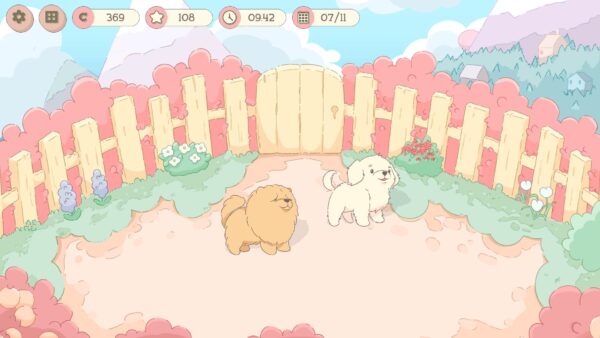 Un cane felice in un hotel per animali nel gioco Puppy Park