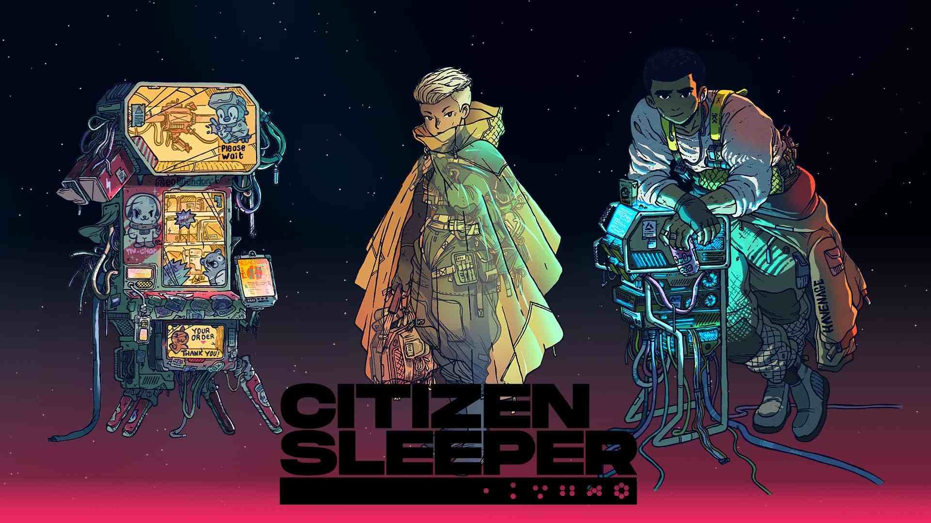 Interfaccia di gioco di Citizen Sleeper con dadi e stazioni spaziali