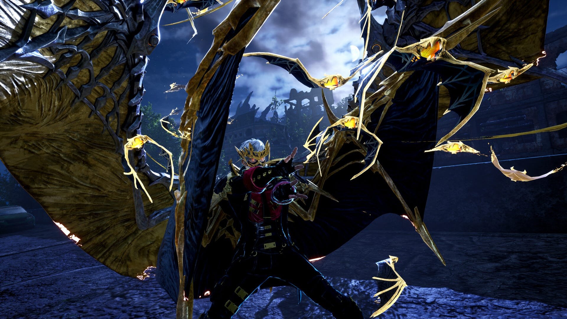 Un momento iconico del gameplay di Code Vein 2 con il protagonista in sella alla moto