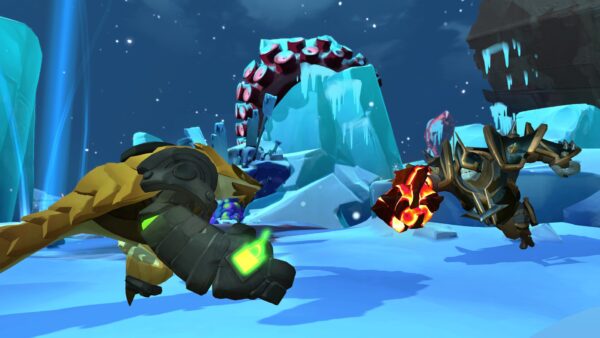 Un combattimento frenetico tra eroi e guardiani in Gigantic: Rampage Edition