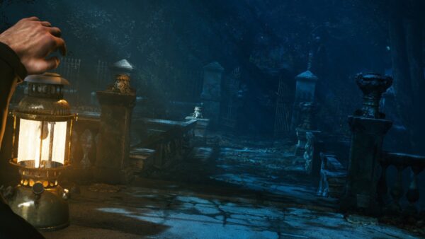 Il protagonista di The Last Case of John Morley esplora un corridoio oscuro