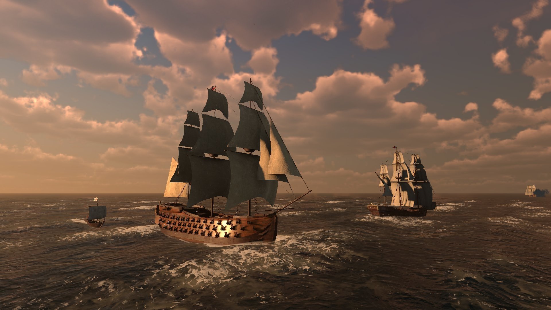 Battaglia navale tra galeoni nel gioco Rise of Piracy