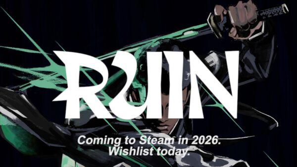 Immagine di gameplay di RUIN: Beast City che mostra il protagonista Adama in combattimento contro un boss in stile cel-shaded oscuro.