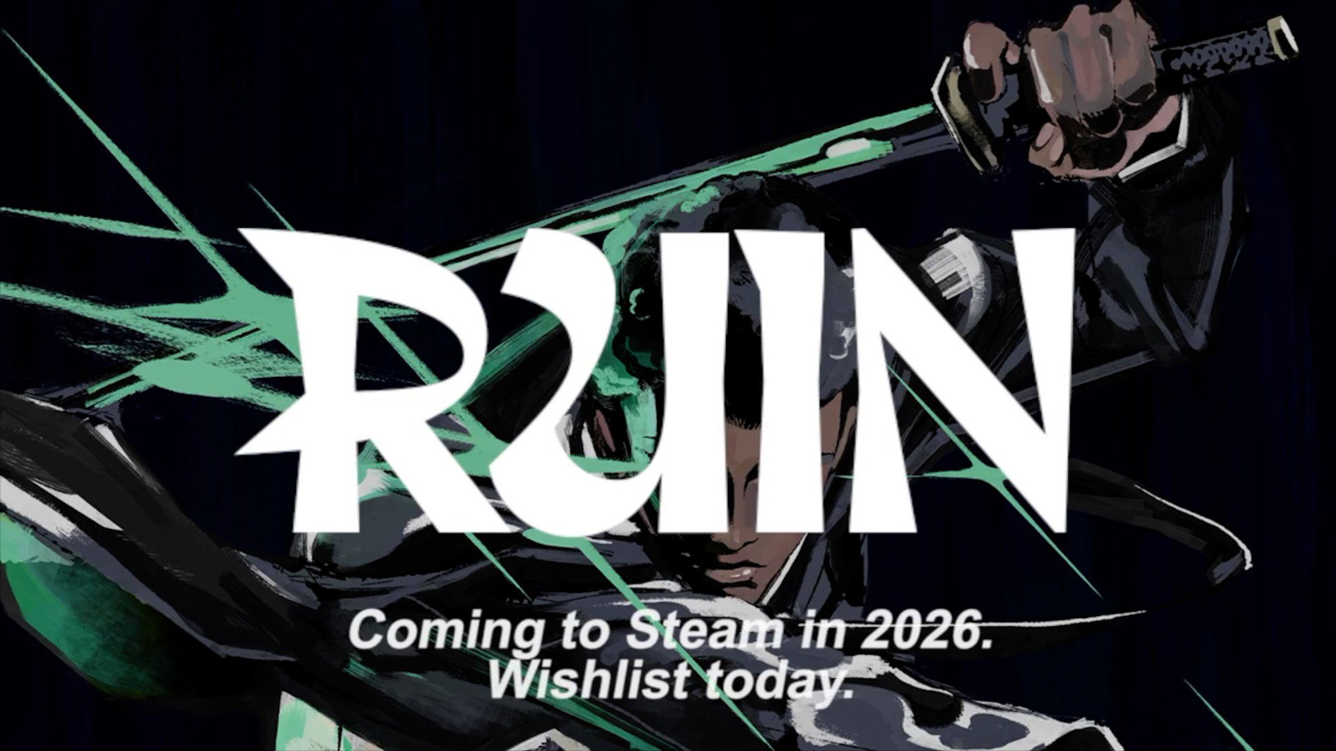 Immagine di gameplay di RUIN: Beast City che mostra il protagonista Adama in combattimento contro un boss in stile cel-shaded oscuro.