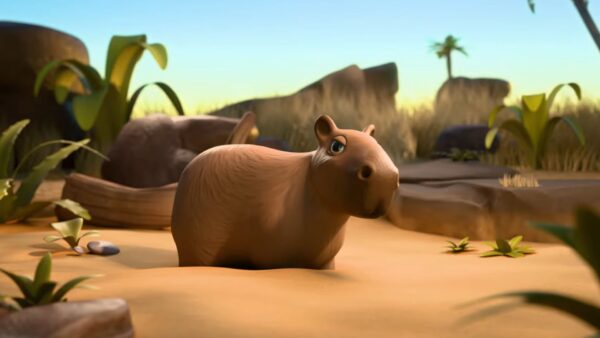 Immagine promozionale del DLC Two Point Museum Zooseum con animali e personaggi buffi su Nintendo Switch 2