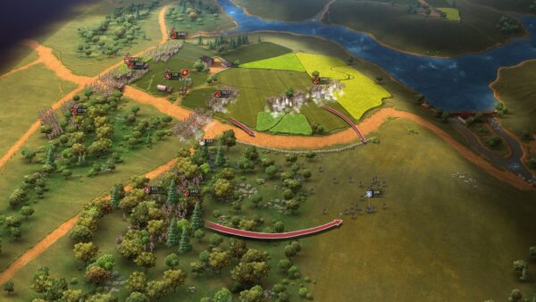 Un'immagine tattica di Ultimate General: Civil War che mostra truppe schierate durante la Guerra Civile Americana.