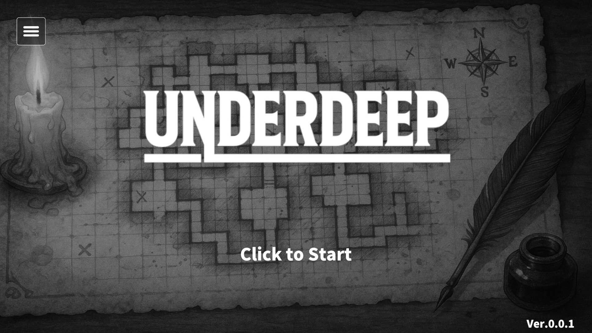 Interfaccia di gioco di UNDERDEEP dungeon RPG con mappa e statistiche del personaggio