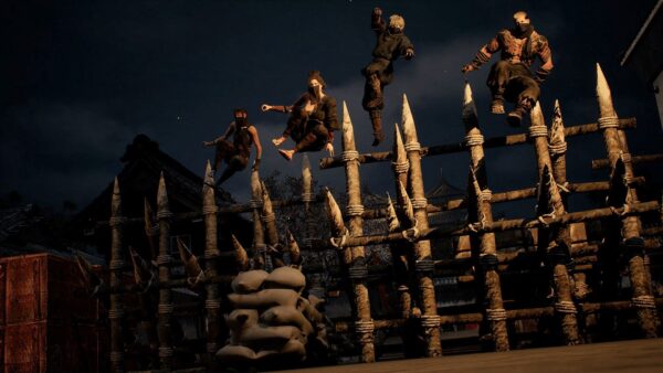 Un gruppo di quattro shinobi si muove nell'ombra durante il periodo degli Stati Belligeranti in Yakoh Shinobi Ops
