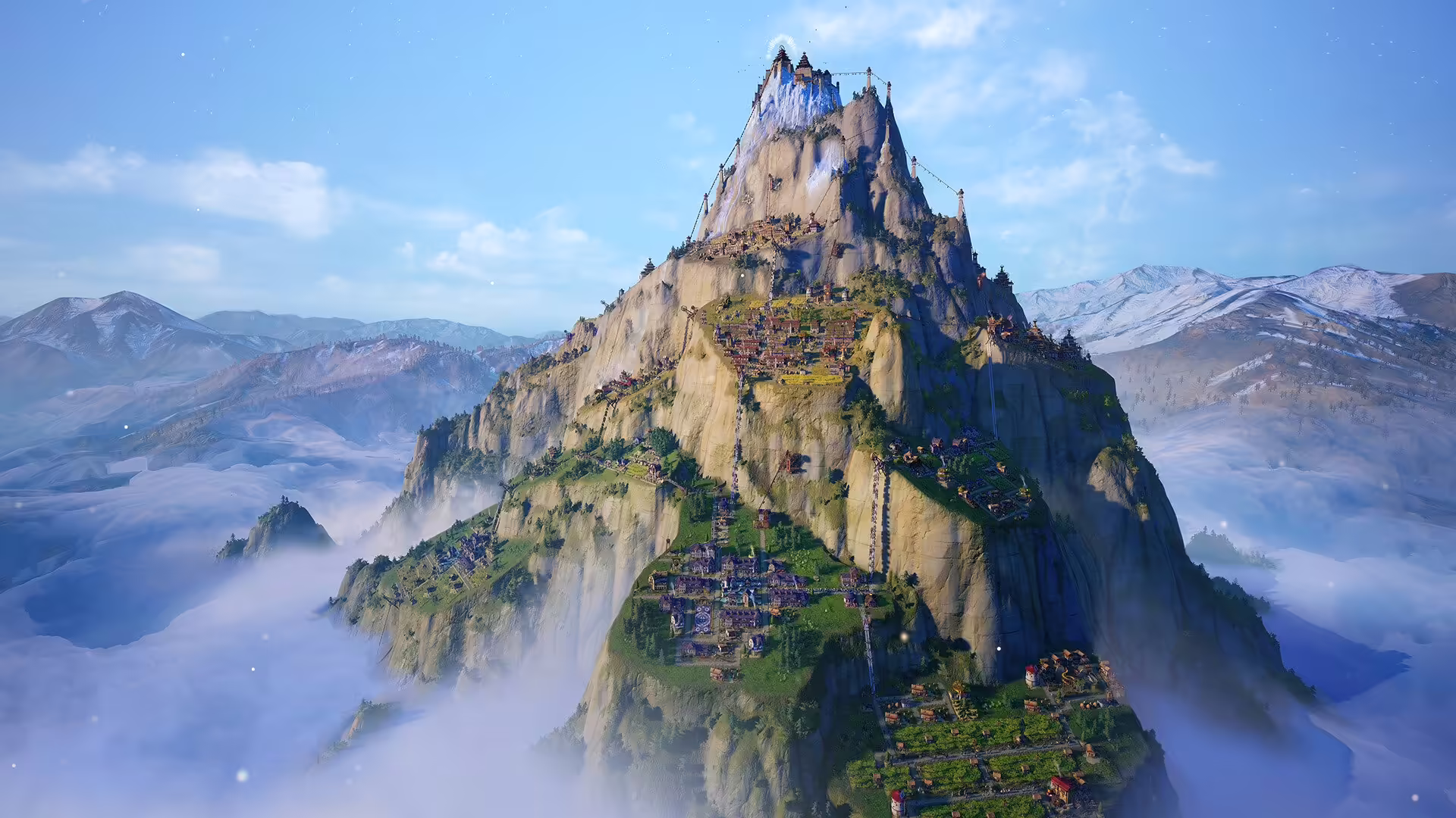 Un insediamento montano nel videogioco Laysara: Summit Kingdom