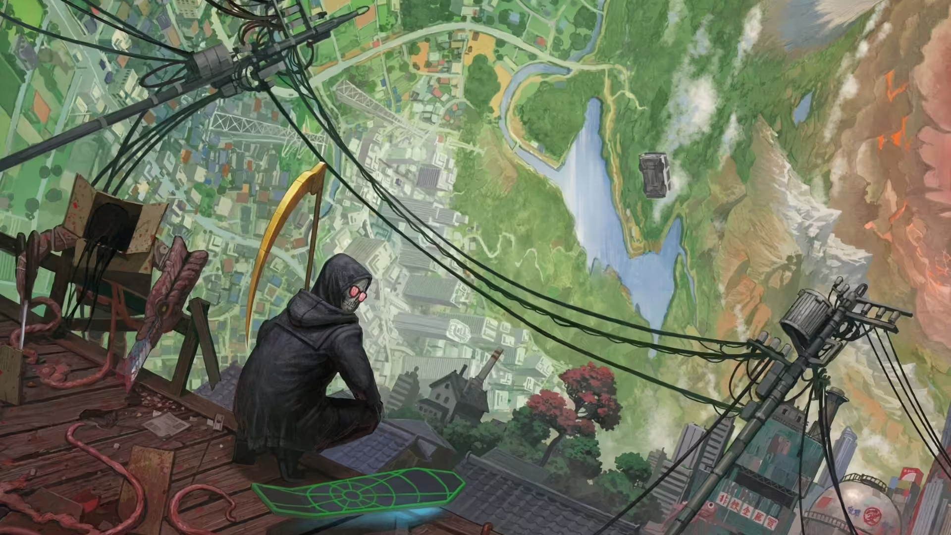 Immagine promozionale di Let It Die: Inferno con personaggi e logo