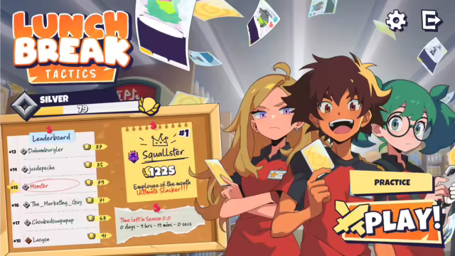 Gameplay di Lunchbreak Tactics, un card battler strategico con personaggi a tema supermercato.