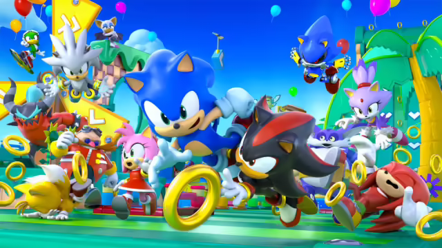 I personaggi di Sonic Rumble e i Puffi nel villaggio speciale