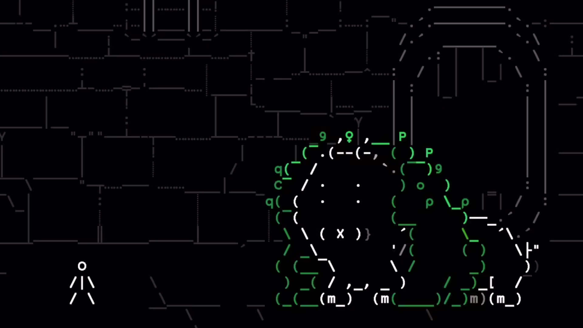 Uno screenshot dello stile artistico ASCII di Stone Story Ascension