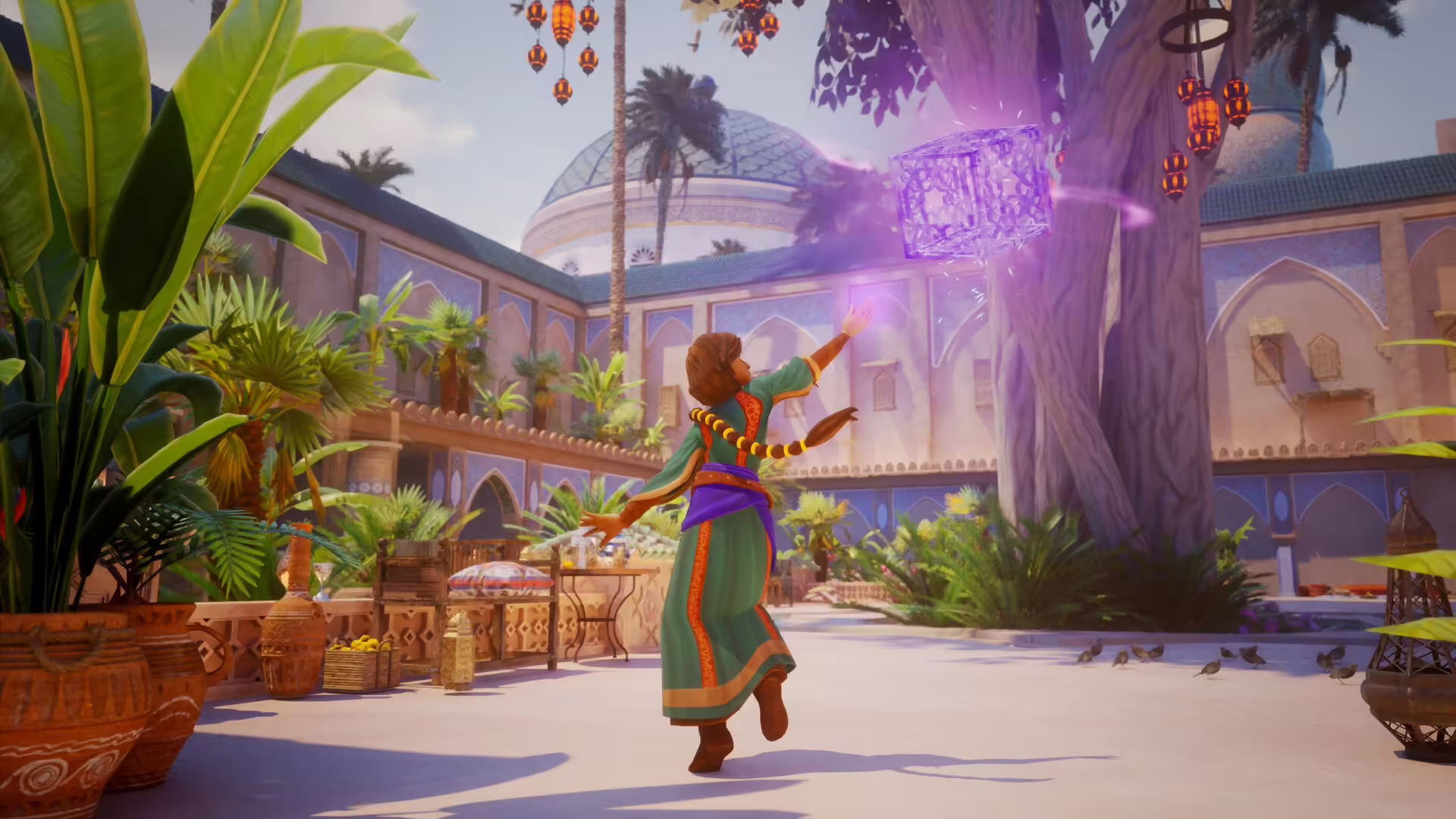 Screenshot di The House of Hikmah con la protagonista Maya che esplora un ambiente suggestivo e colorato.
