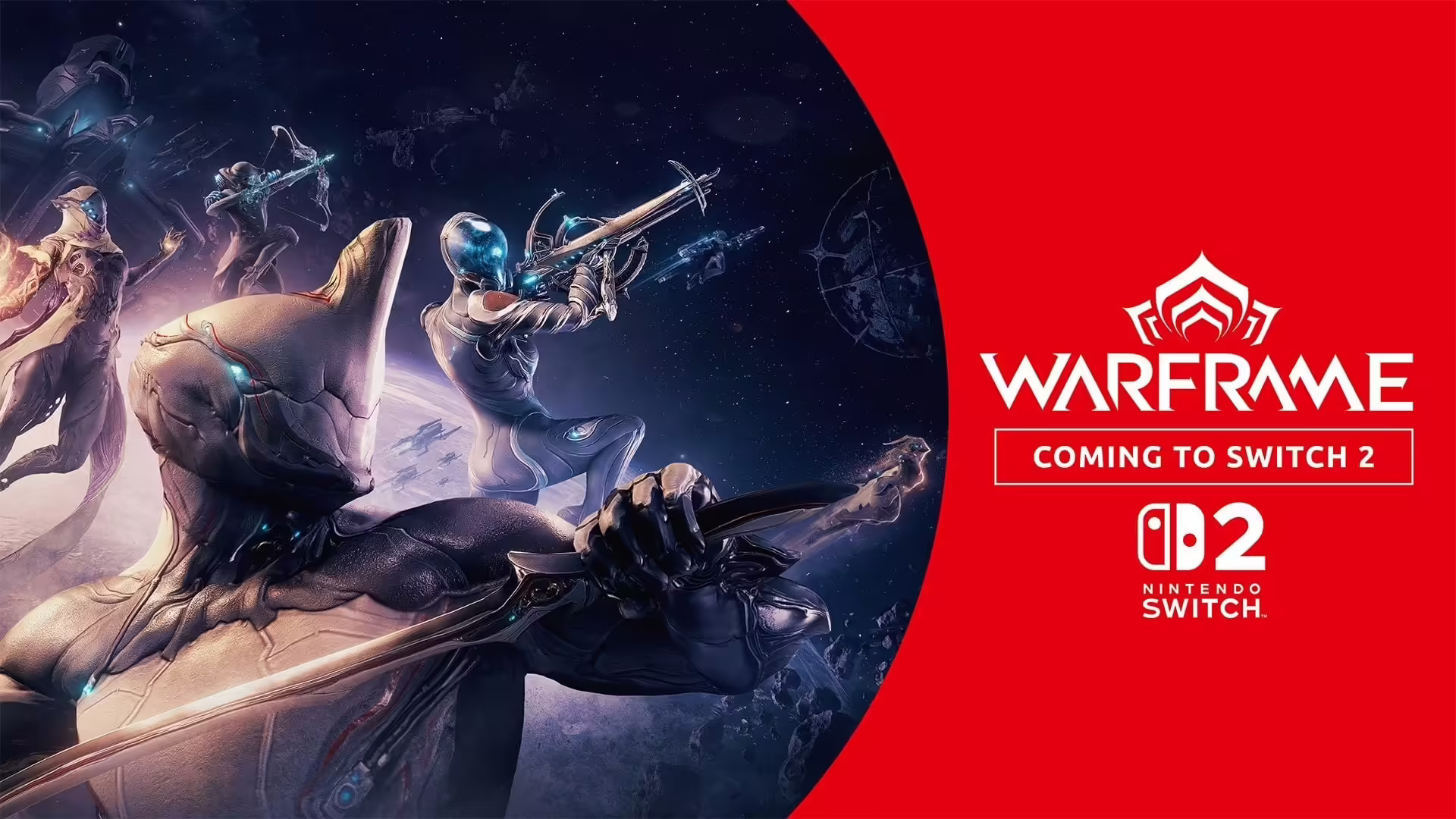 Artwork ufficiale di Warframe per il lancio su Nintendo Switch 2