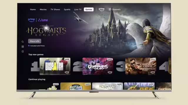 Interfaccia di Amazon Luna integrata dentro l'app Prime Video su una Fire TV