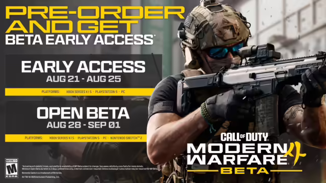 Immagine promozionale di Call of Duty: Modern Warfare 4 in azione su Nintendo Switch 2, con soldati in combattimento.