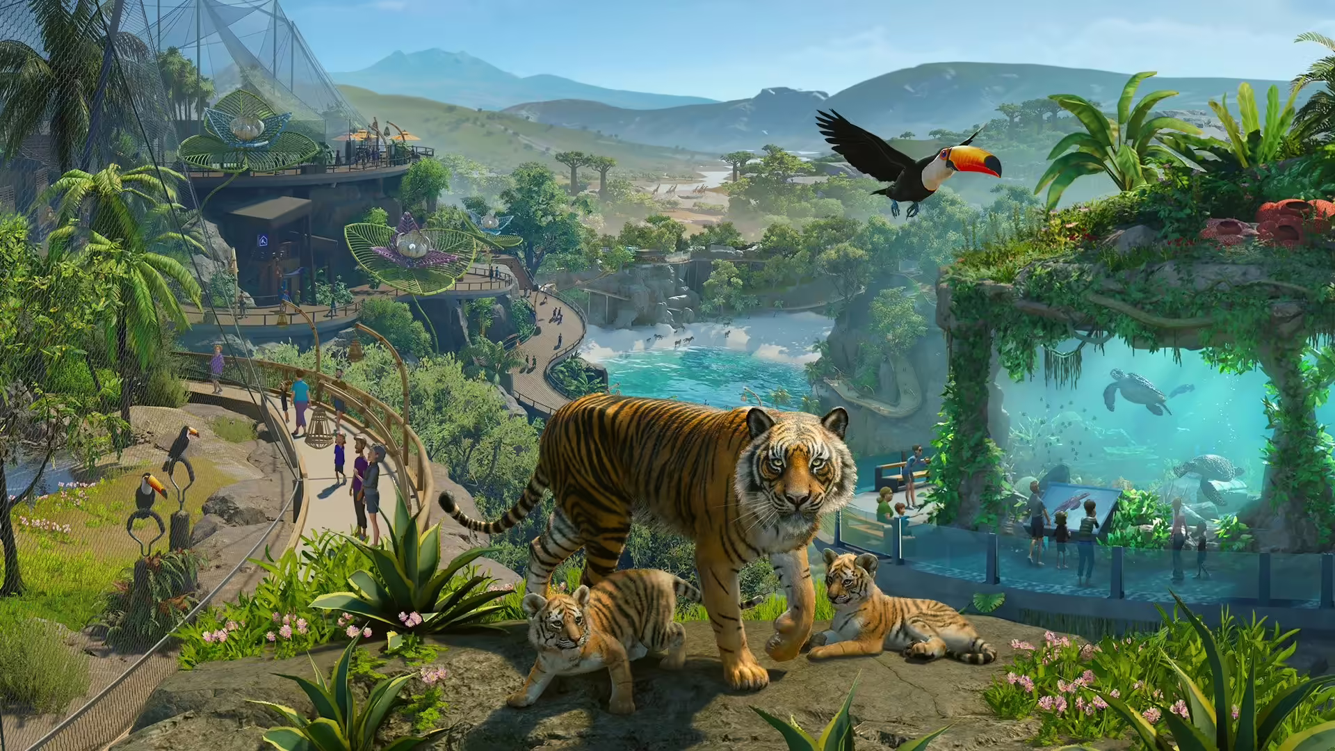 Un uccello Segretario in un habitat di Planet Zoo 2