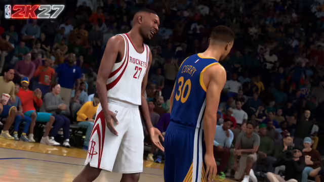 Un giocatore di NBA 2K27 che esulta sul campo da basket