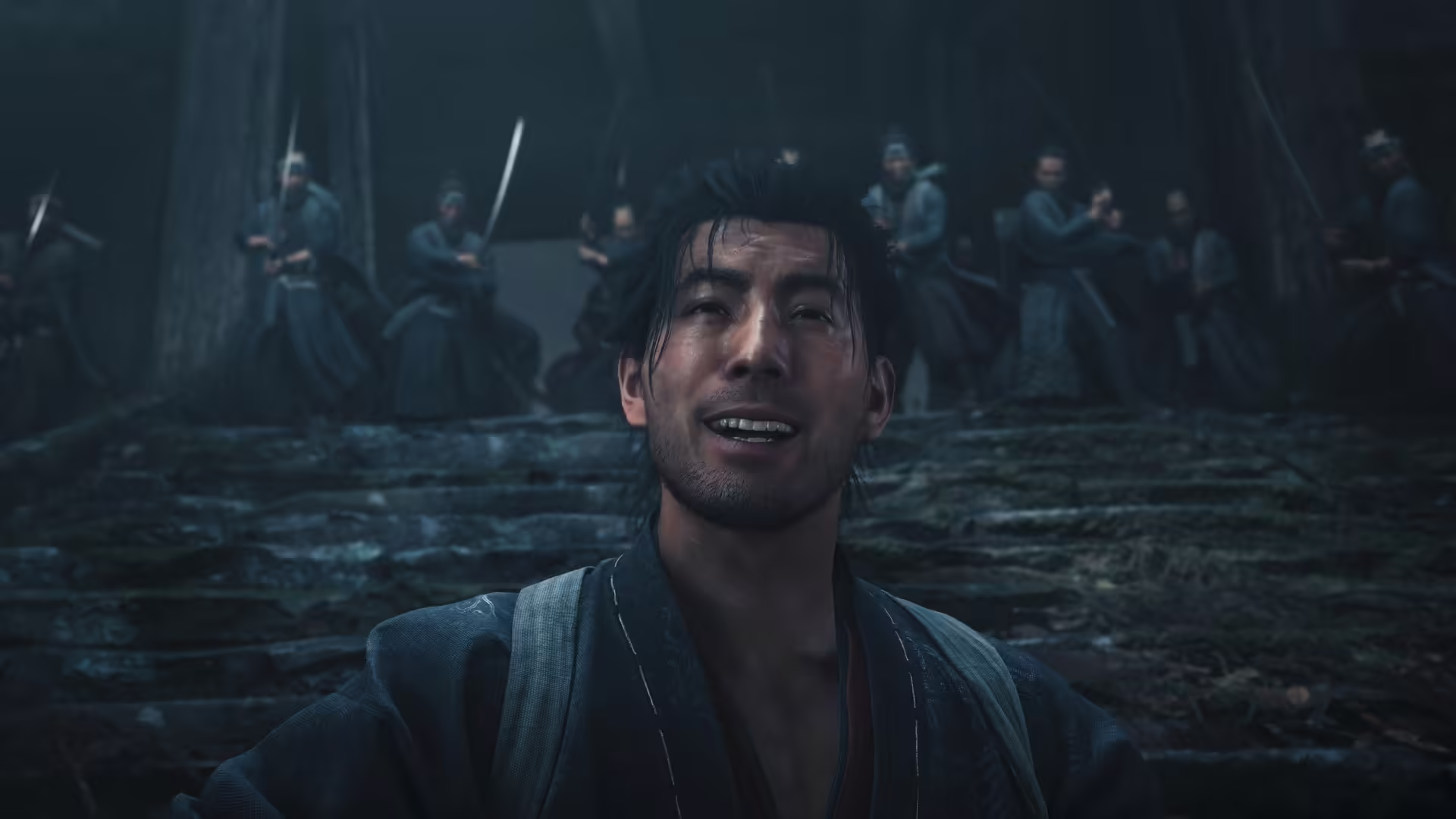 Miyamoto Musashi impugna la katana in Onimusha: Way of the Sword