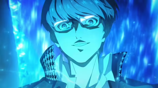 Logo di Persona 4 Revival su sfondo tematico Atlus