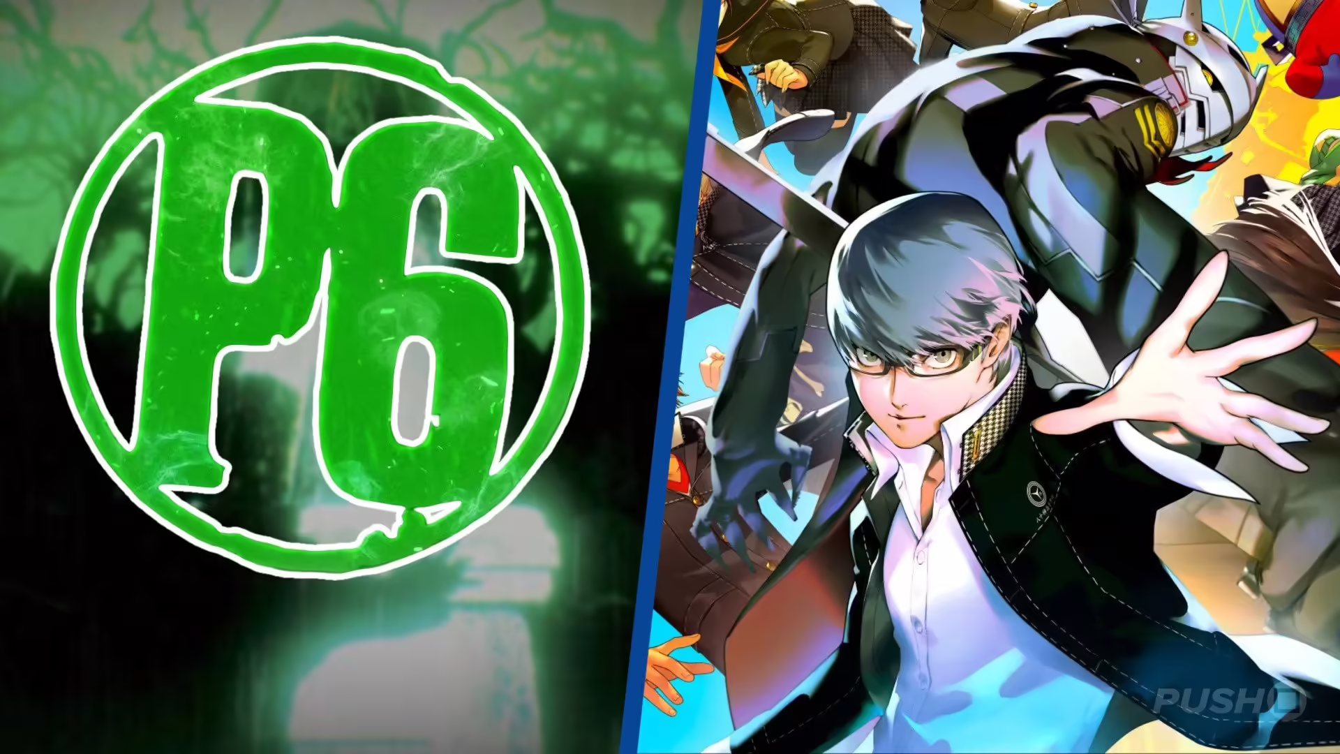 Logo di Persona 6 e Persona 4 Revival su sfondo stilizzato Atlus