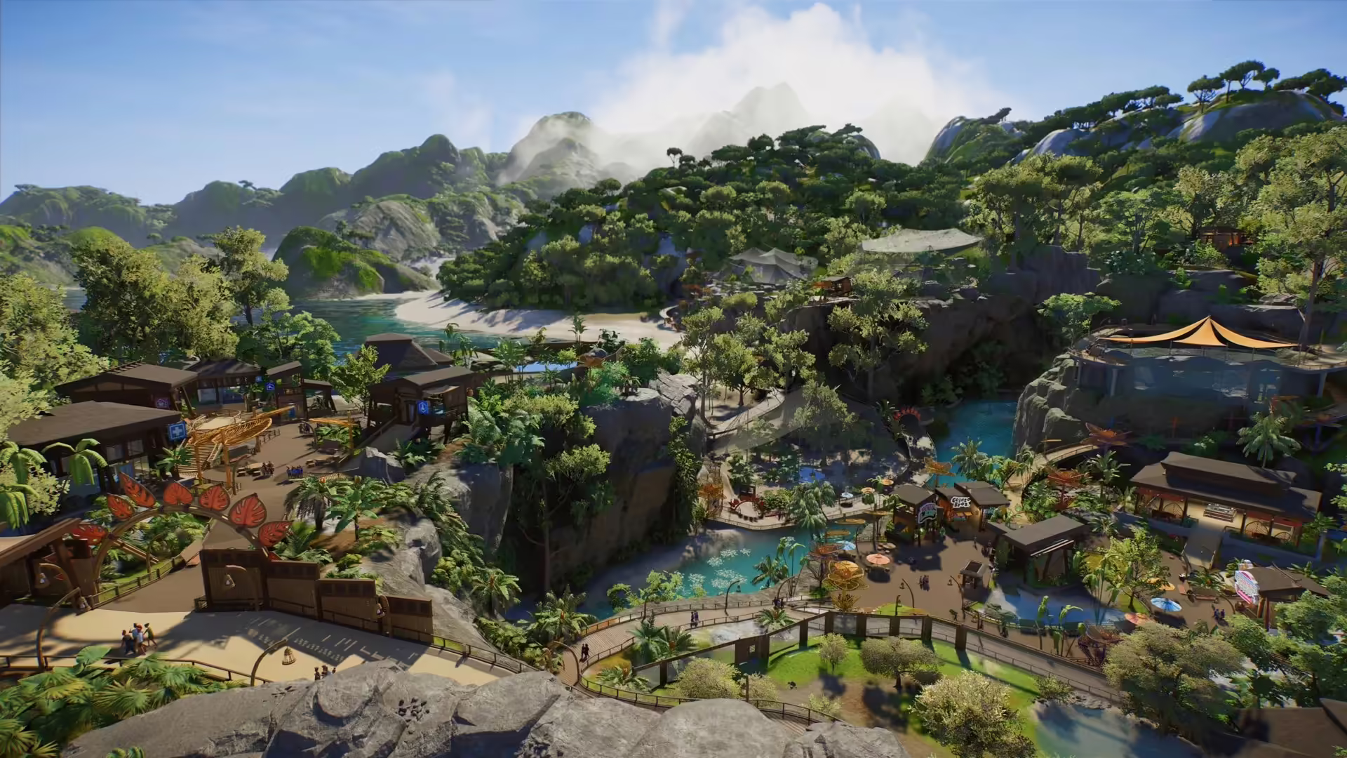 Immagine di Planet Zoo 2 con animali acquatici e volanti nel loro habitat