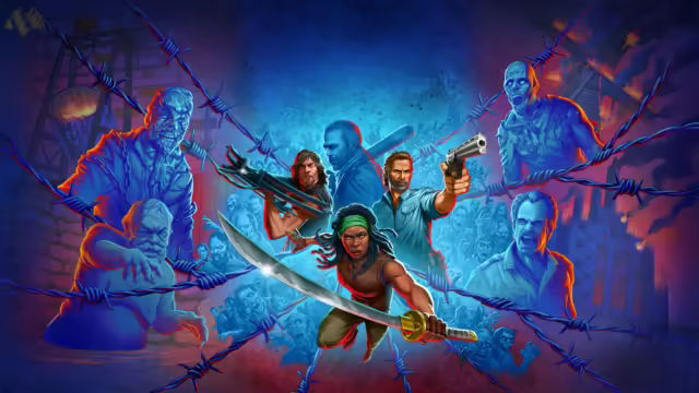 Immagine promozionale di The Walking Dead: Streets of Survival con personaggi iconici in stile pixel art