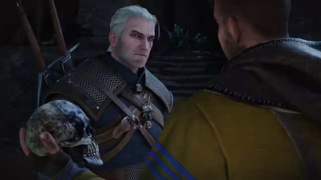 Geralt di Rivia a cavallo, copertina di The Witcher 3: Wild Hunt - Remastered